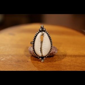 Cowrie Shell Ring, Sterling Silver